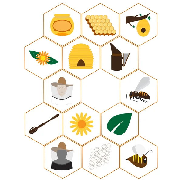 Beekeeping icons set — Stock Vector