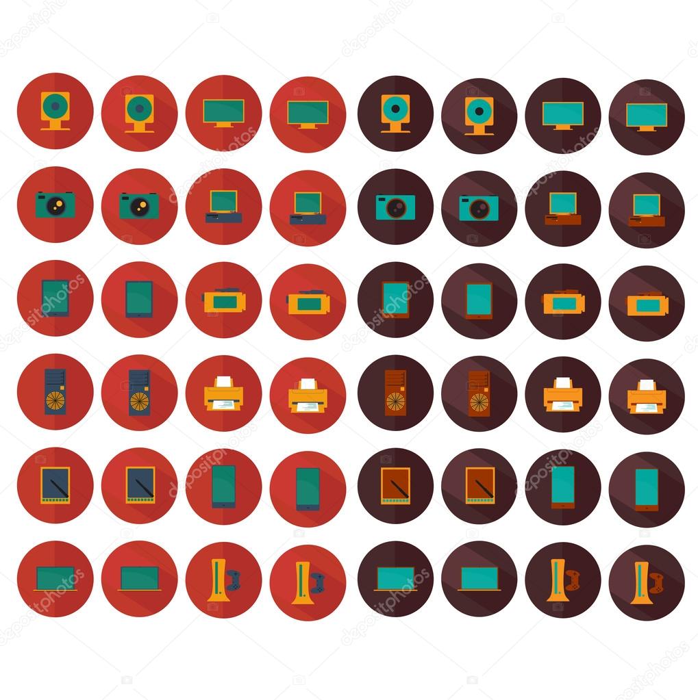 Vector electronic set color icons