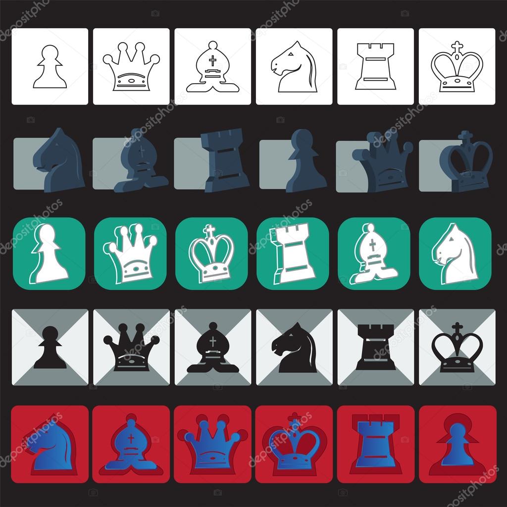 Vector classic chess icons set
