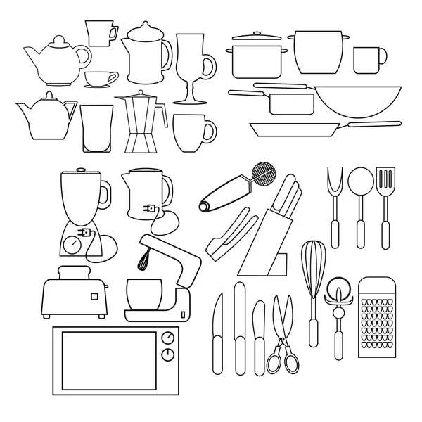 Keuken overzicht pictogrammen — Stockvector