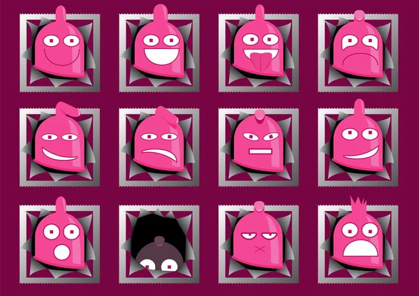 Drôle de préservatif personnages — Image vectorielle