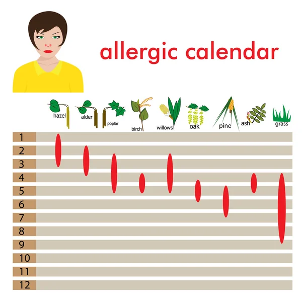 Allergi-kalender — Stock vektor