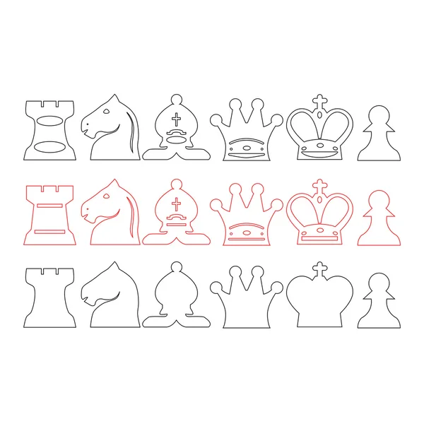 Linha fina peças de xadrez — Vetor de Stock