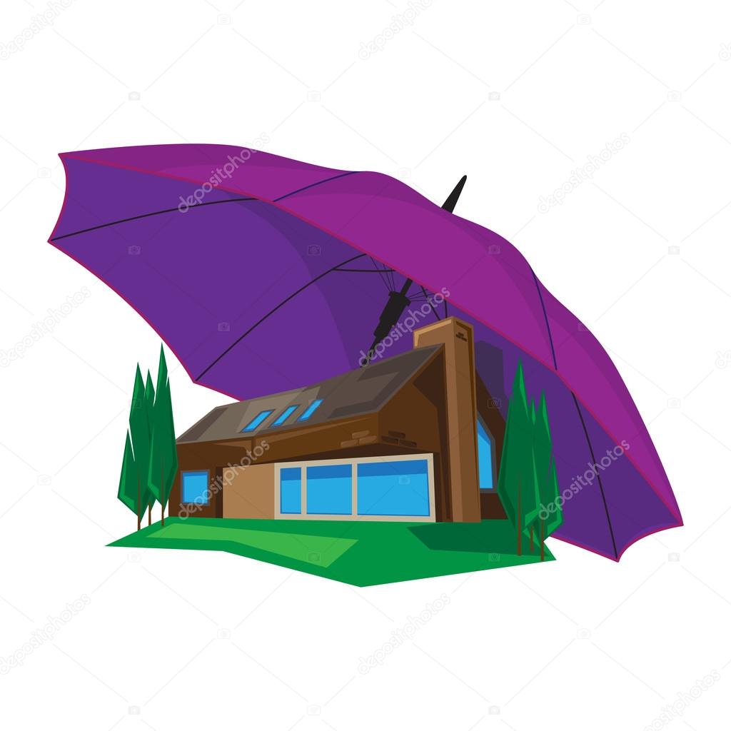 vector  house under umbrella