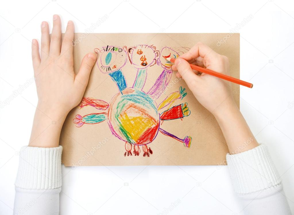 a child draws