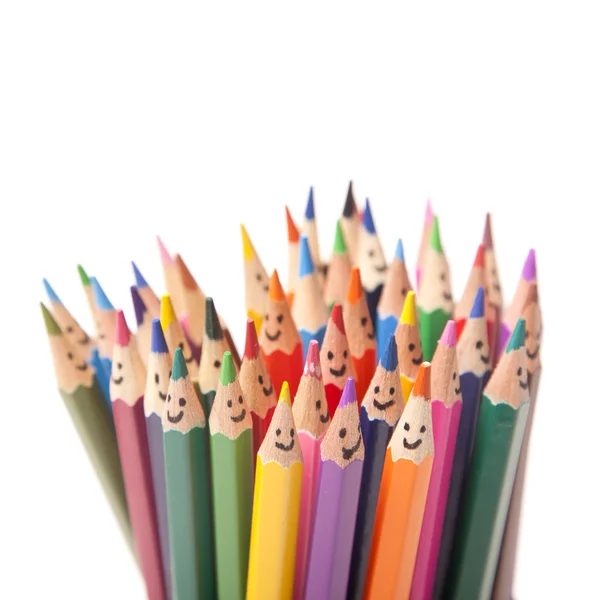 カラフルな鉛筆を笑顔 ストックフォト