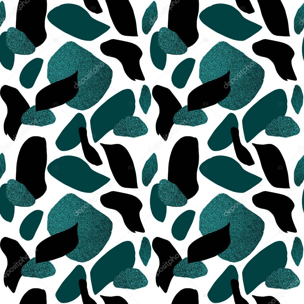 Abstract illustration in trendy tidewater green color 