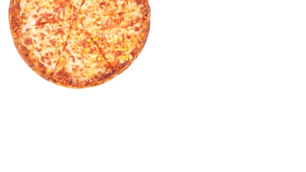 Stop Animacji Ruchu Pizzy Składnikami Białym Tle — Wideo stockowe