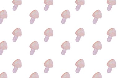 Mantarlı yemek kalıbı. Beyaz arkaplanda suluboya mantarlar.