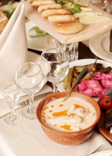 National Georgisches Essen Tischdekoration Für Ein Abendessen — Stockfoto