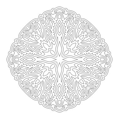 Beyaz arkaplan soyut deseninde izole edilmiş renklendirme kitabı için güzel monokrom doğrusal illüstrasyon