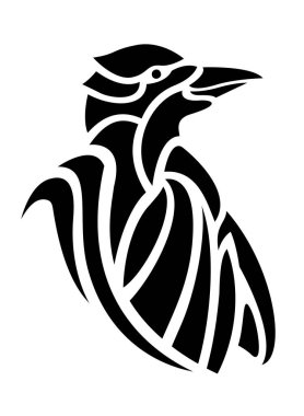 Beyaz arka planda siyah stilize yunus olan güzel bir kabile dövmesi çizimi