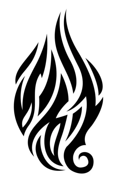 Piękny Czarny Plemienny Tatuaż Abstrakcyjna Ilustracja Stylizowanym Ogniem Białym Tle — Wektor stockowy