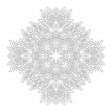 Beyaz arkaplanda izole doğrusal soyut desenli boyama kitabı sayfası için güzel monokrom çizimi