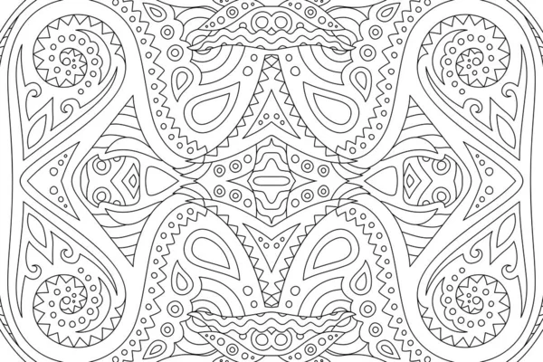 Beautiful Black White Illustration Coloring Book Abstract Vintage Linear Pattern — Stock Vector