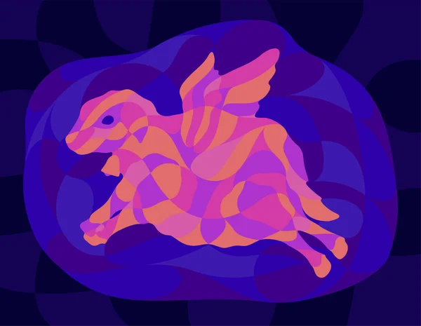 Belle Illustration Colorée Avec Une Silhouette Brillante Moutons Volants Couleur — Image vectorielle