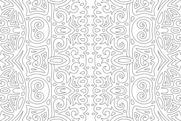 Belle Illustration Pour Livre Colorier Avec Motif Tribal Abstrait Sans — Image vectorielle