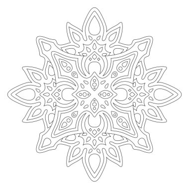 Beyaz arkaplanda izole doğrusal soyut desenli boyama kitabı sayfası için güzel monokrom çizimi