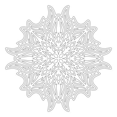 Beyaz arkaplanda izole edilmiş soyut desenli boyama kitabı sayfası için güzel doğrusal monokrom çizimi