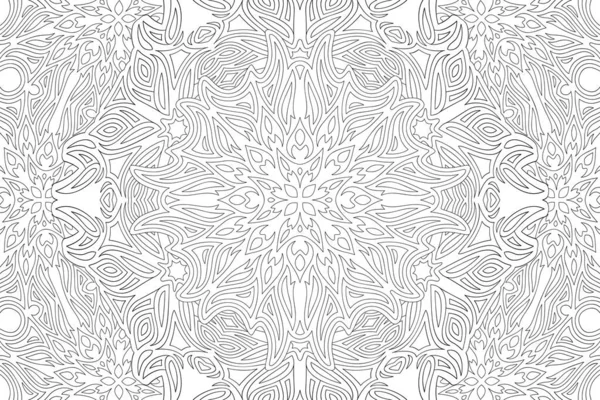 Beautiful Linear Monochrome Illustration Adult Coloring Book Page Detailed Rectangle — Stock Vector