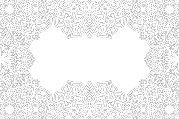 境界線と白のコピースペースを持つ大人のぬり絵のページのための美しいモノクロイラスト — ストックベクタ