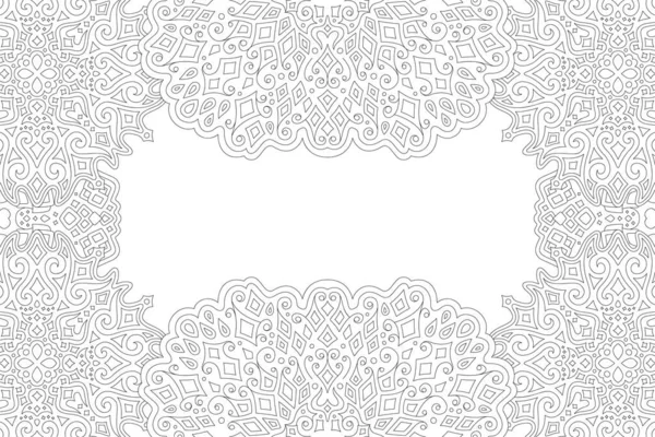 Beautiful Monochrome Illustration Adult Coloring Book Page Abstract Linear Detailed — Stock Vector