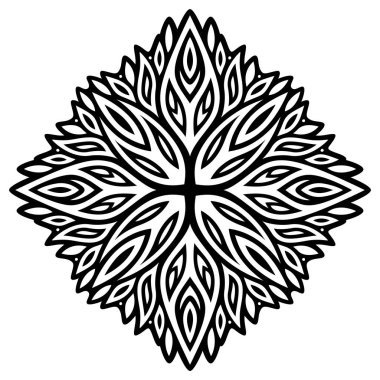 Soyut siyah desen için beyaz arkaplanda izole edilmiş güzel monokrom çizimi