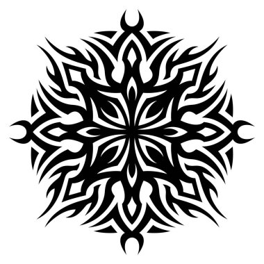 Beyaz arka planda soyut tek desenli güzel tek renkli kabile dövmesi çizimi