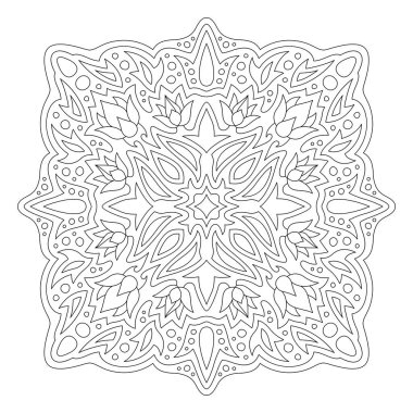 Beyaz arkaplanda izole edilmiş çiçek doğrusal desenli boyama kitabı sayfası için güzel tek renkli illüstrasyon