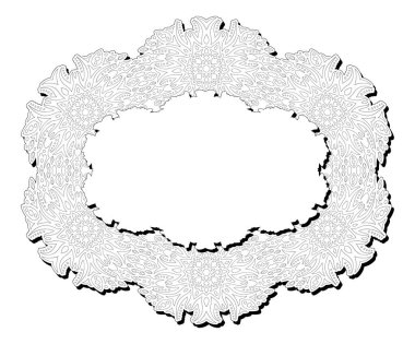 Soyut detaylı çerçeve ve beyaz kopya alanı ile renklendirme kitabı sayfası için güzel tek renkli illüstrasyon