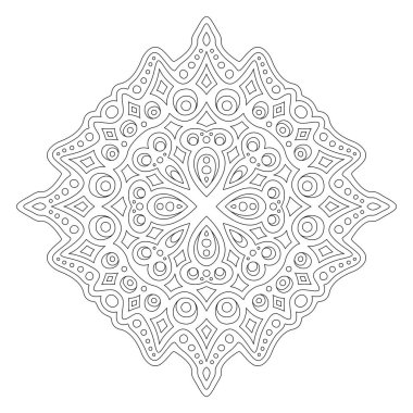 Beyaz arkaplanda izole edilmiş soyut desenli boyama kitabı sayfası için güzel monokrom doğrusal illüstrasyon