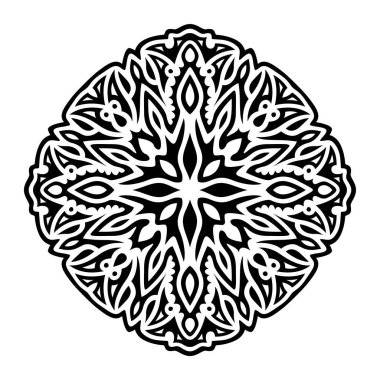 Beyaz arkaplanda soyut siyah desenli güzel tek renkli vektör dövmesi çizimi