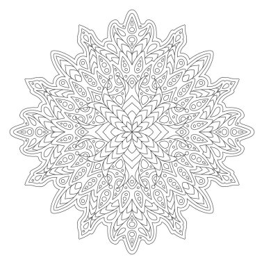 Beyaz arkaplanda izole edilmiş soyut doğrusal desenli boyama kitabı sayfası için güzel tek renkli illüstrasyon