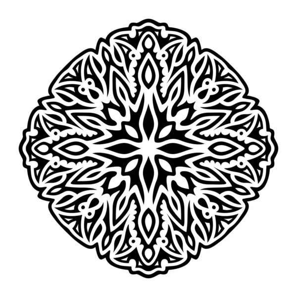 Belle Illustration Tatouage Vectoriel Monochrome Avec Motif Noir Abstrait Isolé — Image vectorielle