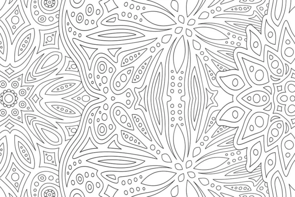 Hermosa Ilustración Lineal Vectorial Monocromo Para Libro Para Colorear Adulto — Archivo Imágenes Vectoriales