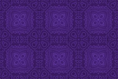 Soyut renkli menekşe rengi doğu fayanssız desenli güzel vektör çizimi