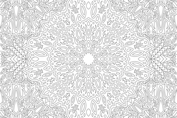 Beautiful Monochrome Linear Illustration Adult Coloring Book Abstract Vintage Tribal — Stock Vector