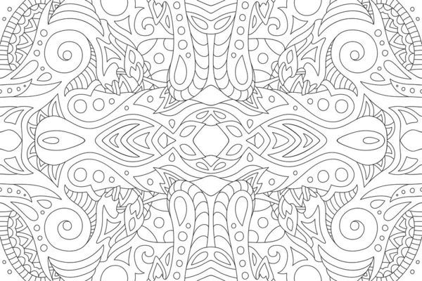 Красивый Монохромный Линейный Фон Взрослой Раскраски Абстрактным Винтажным Рисунком — стоковый вектор