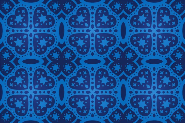 Hermoso Azulejo Vector Azul Patrón Sin Costura Para Día San — Archivo Imágenes Vectoriales