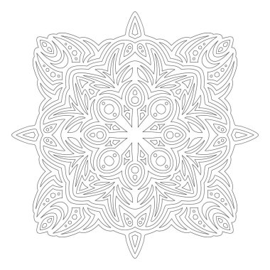 Beyaz arkaplanda izole edilmiş soyut tek desenli boyama kitabı sayfası için güzel monokrom doğrusal illüstrasyon