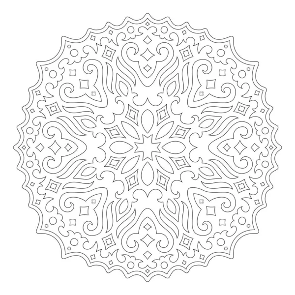 Belle Illustration Linéaire Monochrome Pour Page Livre Colorier Avec Mandala — Image vectorielle