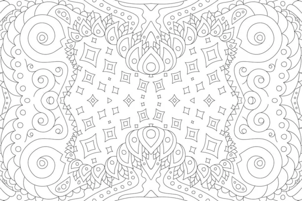 Красивая Монохромная Линейная Иллюстрация Раскраски Книги Абстрактным Прямоугольным Винтажным Рисунком — стоковый вектор
