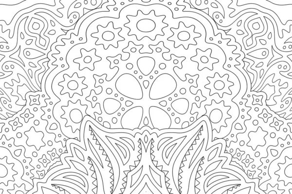 Belle Illustration Monochrome Pour Livre Colorier Avec Motif Linéaire Abstrait — Image vectorielle