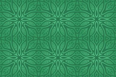 Soyut yeşil çiçekli dikişsiz desenli güzel bir vektör arkaplanı