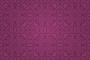 Soyut mor çiçekli, dikişsiz desenli güzel bir vektör çizimi