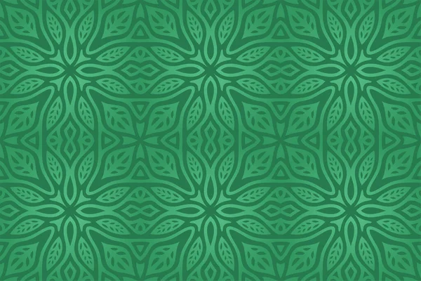 Όμορφο Διάνυσμα Φόντο Αφηρημένη Πολύχρωμο Πράσινο Floral Πλακιδίων Απρόσκοπτη Μοτίβο — Διανυσματικό Αρχείο
