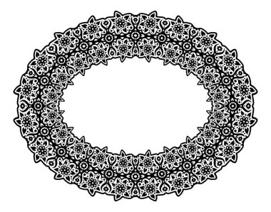 Beyaz arkaplanda izole edilmiş soyut siyah çiçekli güzel vektör monokrom çizimi