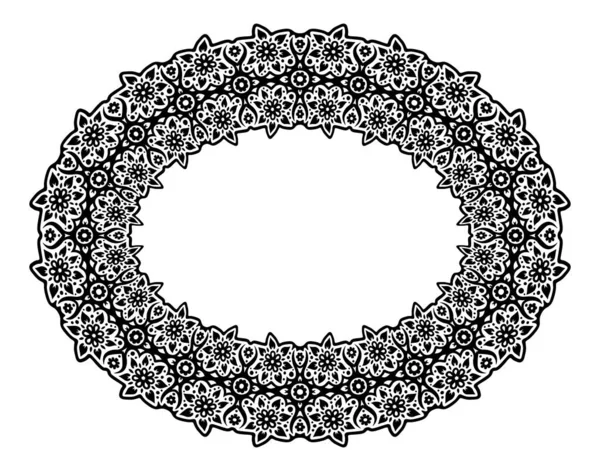 Красива Векторна Монохромна Ілюстрація Абстрактною Чорною Квітковою Рамкою Ізольована Білому — стоковий вектор
