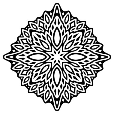 Soyut siyah tek desenli, beyaz arkaplanda izole edilmiş güzel monokrom vektör çizimi