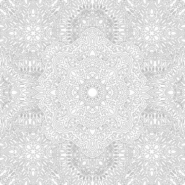 Beyaz arkaplanda soyut kare doğu desenli yetişkin boyama kitabı için güzel monokrom doğrusal illüstrasyon